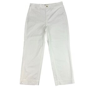 Everlane White Twill Straight Leg Crop Pants Womens 12 High Rise Cotton Classic